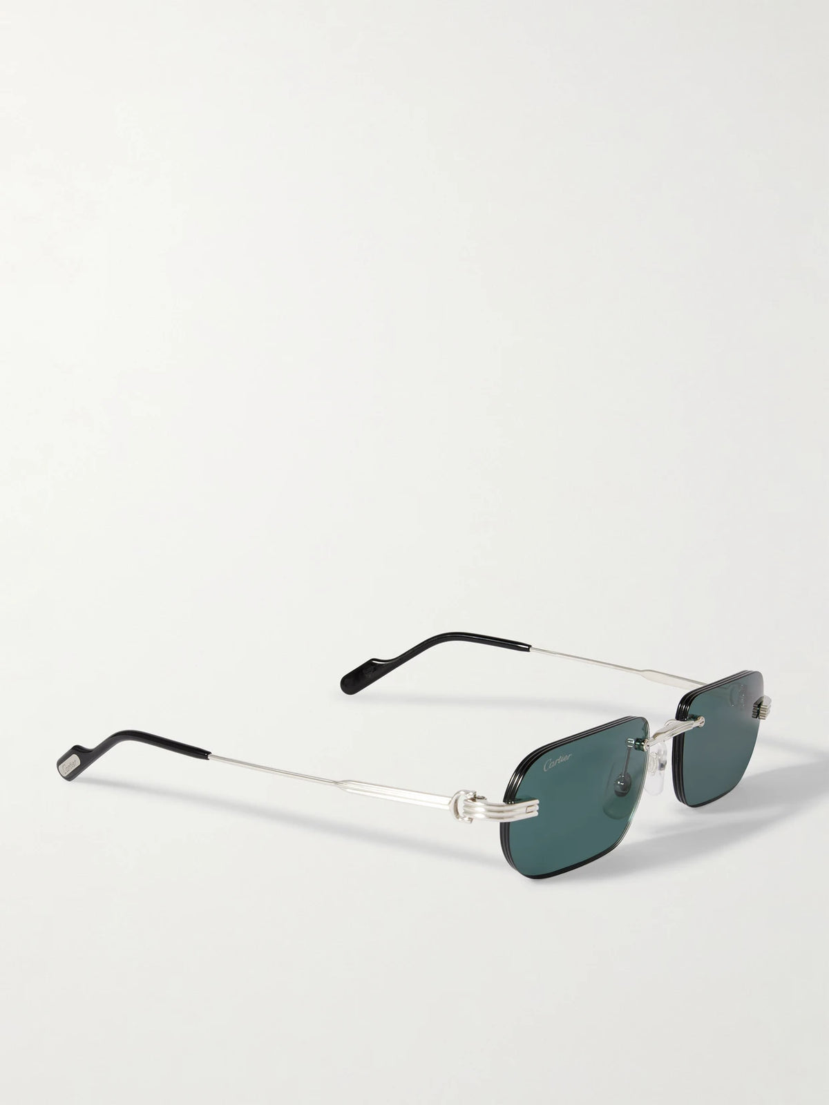 Première De Cartier Rimless Rectangular-frame Silver-tone Sunglasses