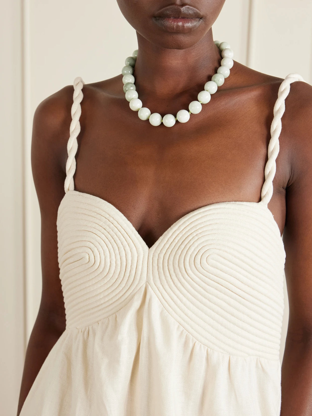 Image of Necklaces. Product name - Louisa Gold-plated Jade Necklace in Green colour by brand - Jennifer Behr