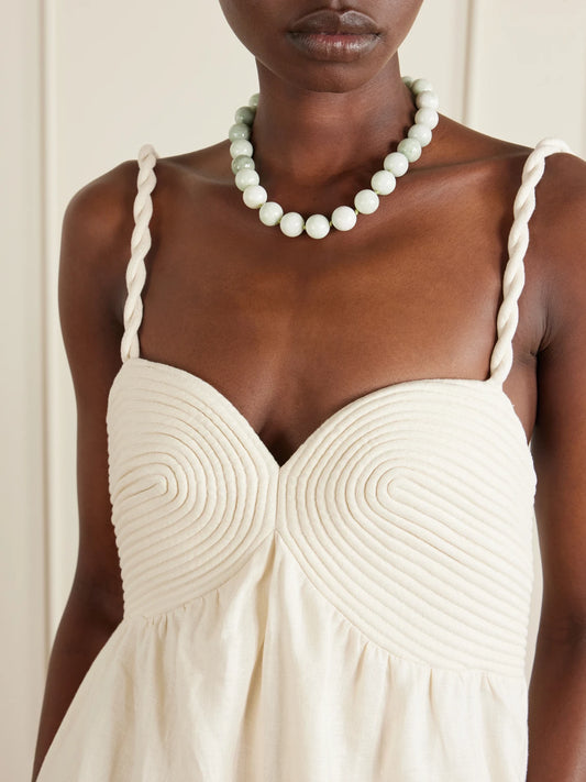 Image of Necklaces. Product name - Louisa Gold-plated Jade Necklace in Green colour by brand - Jennifer Behr