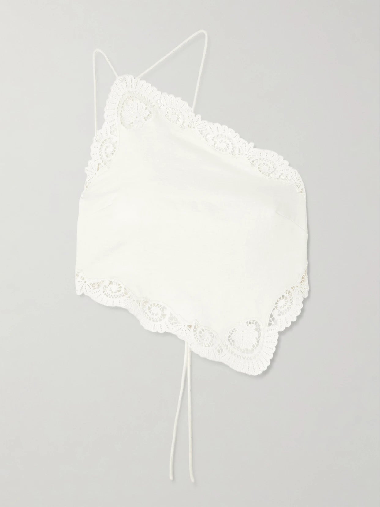 Darya One-shoulder Lace-trimmed Linen And Cotton-blend Top