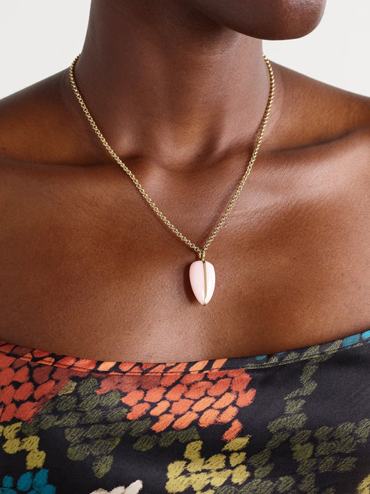 Image of Necklaces. Product name - 14-karat Recycled Gold Opal Necklace in Pink colour by brand - By Pariah
