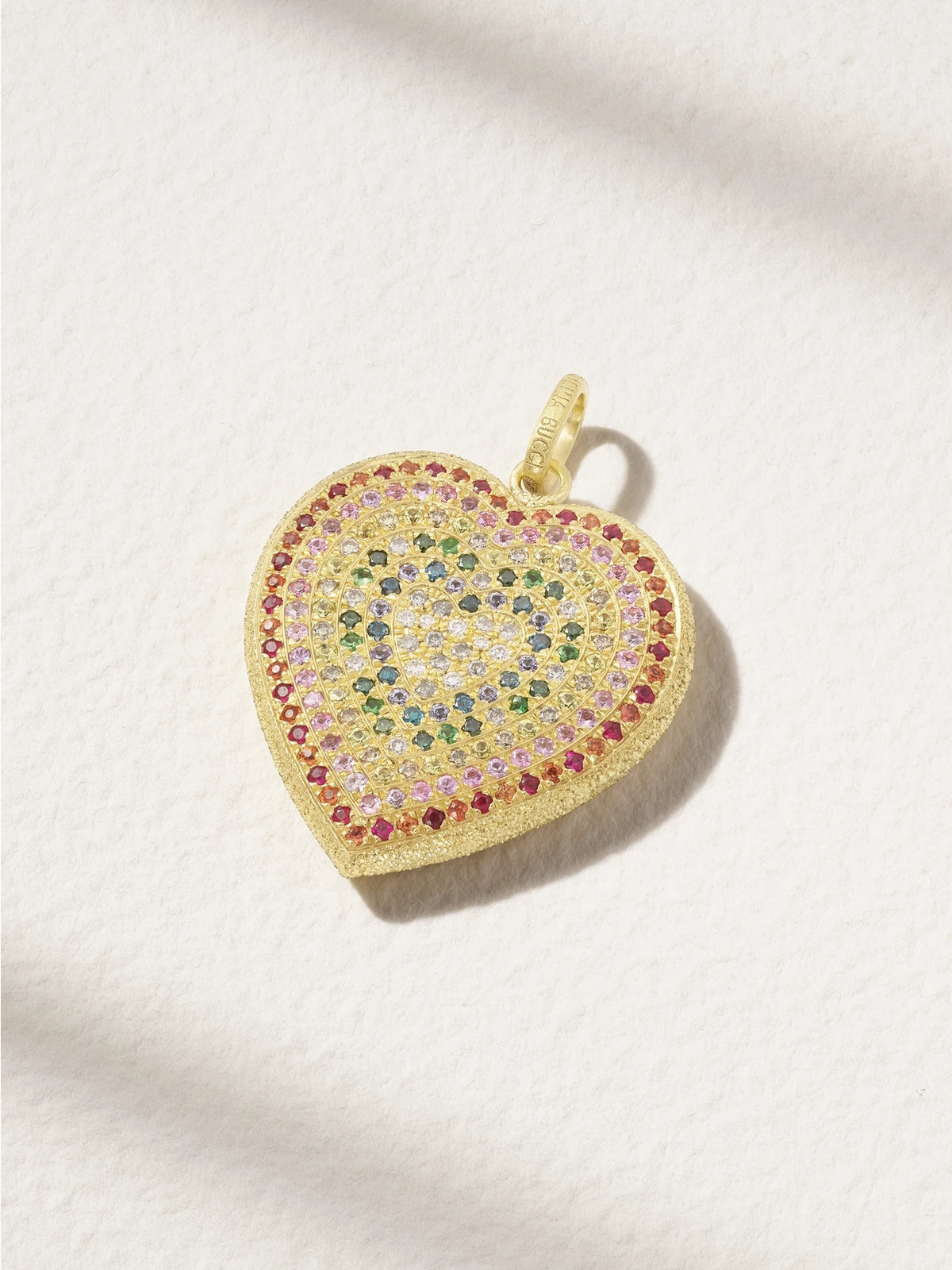Rainbow Pavé Cuore 18-karat Gold Multi-stone Pendant