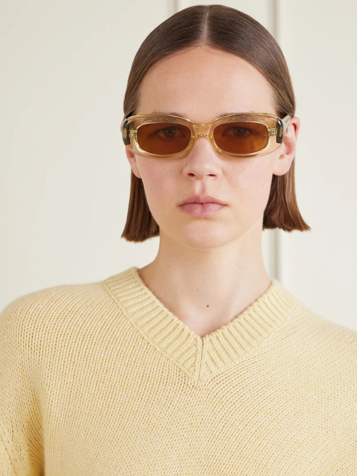 Image of Sunglasses. Product name - Ann Oval-frame Tortoiseshell Acetate Sunglasses in Cream colour by brand - Jacques Marie Mage