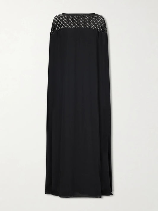 Image of Dresses. Product name - Sequin-embellished Crepe Gown in Black colour by brand - Dima Ayad