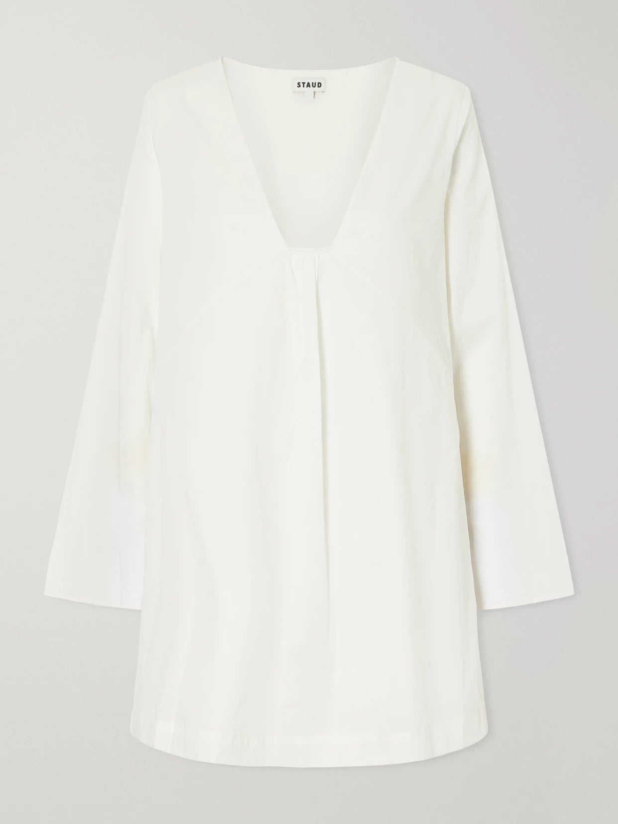 Image of Dresses. Product name - Vivi Paneled Cotton Dress in Ivory colour by brand - STAUD