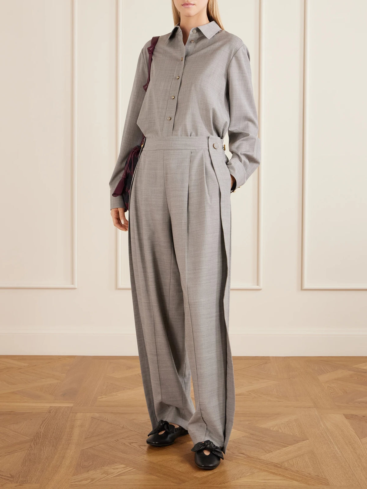 Image of Flats. Product name - Carousel Knotted Leather Ballerina Flats in Black colour by brand - Zimmermann