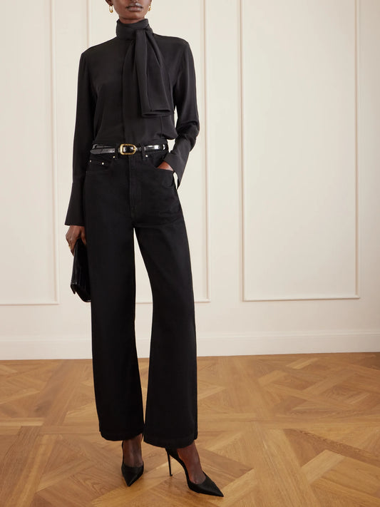 Image of Heels. Product name - Brigitte 100 Satin Pumps in Black colour by brand - Jimmy Choo