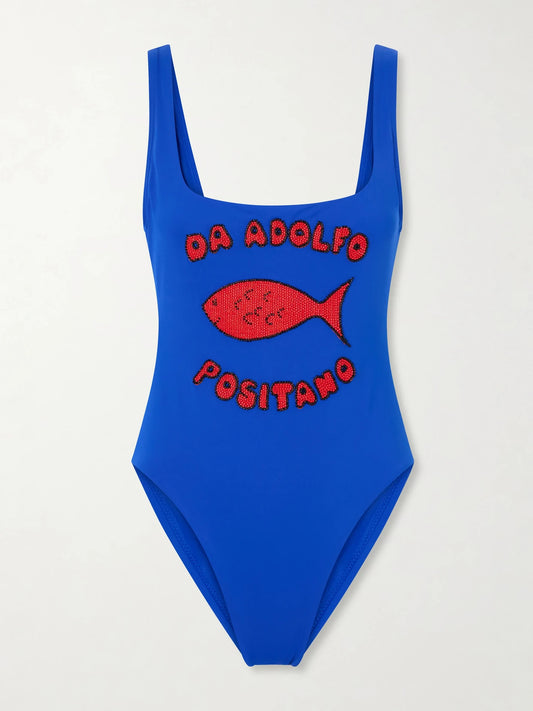 + Da Adolfo Lea Beaded Swimsuit