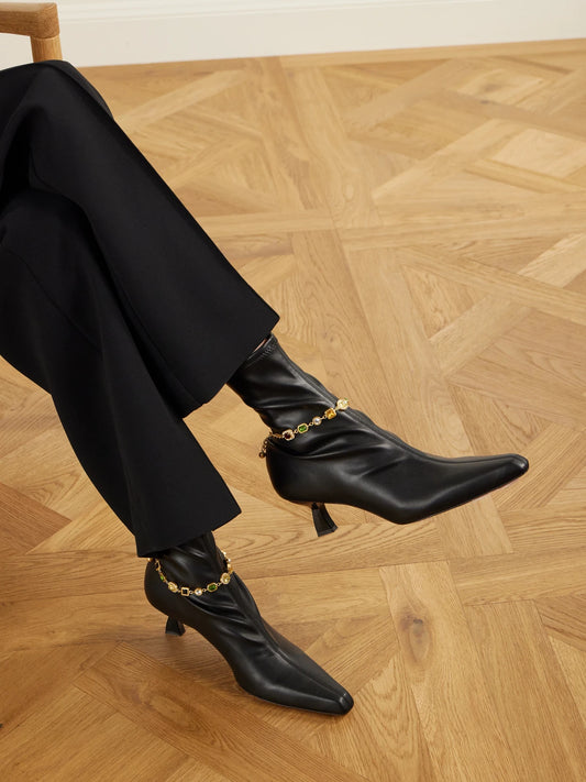 NODALETO Dona 50 Embellished Leather Ankle Boots