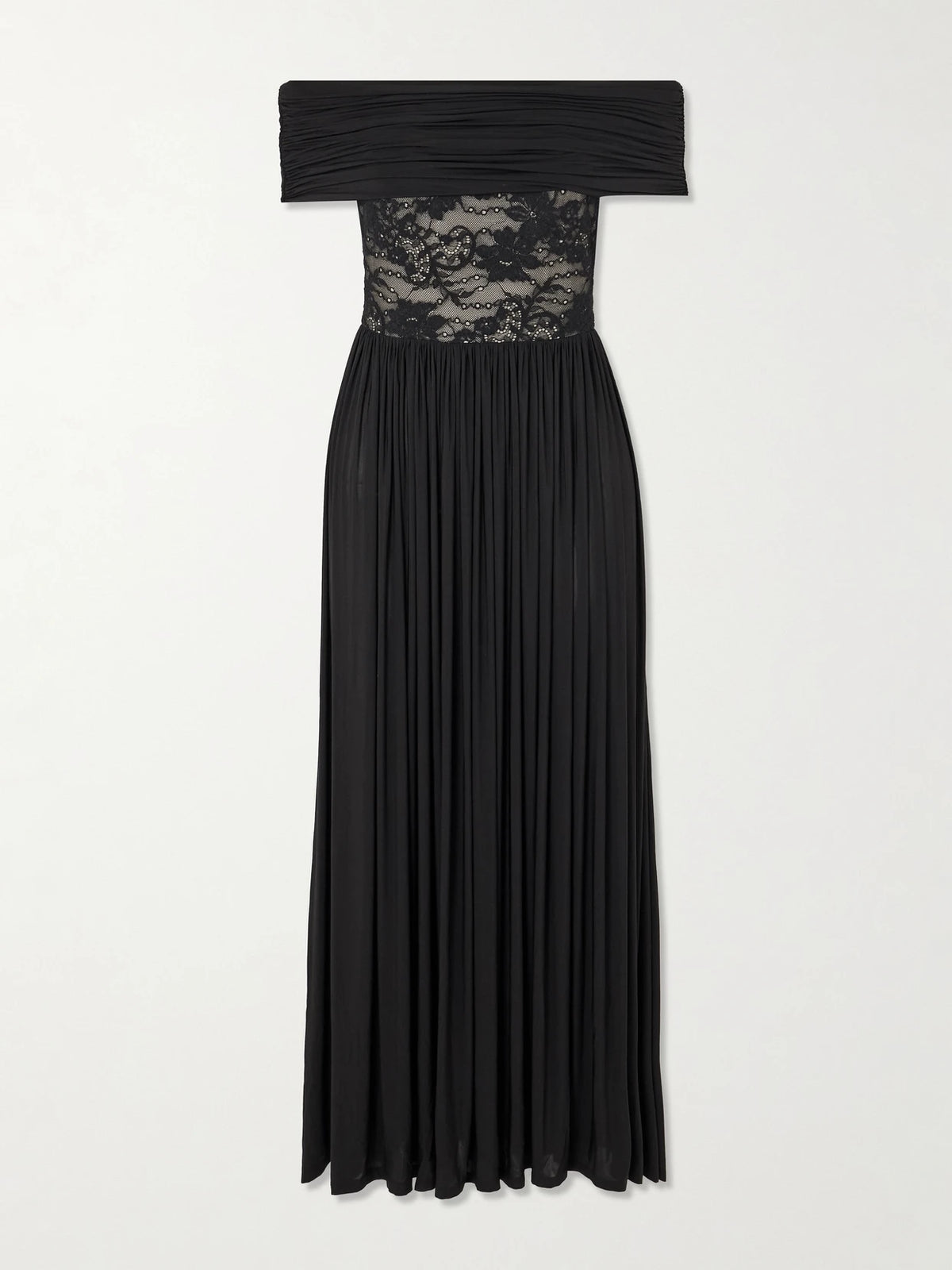 Zimmermann Off-the-shoulder Lace-trimmed Gathered Stretch-jersey Maxi Dress