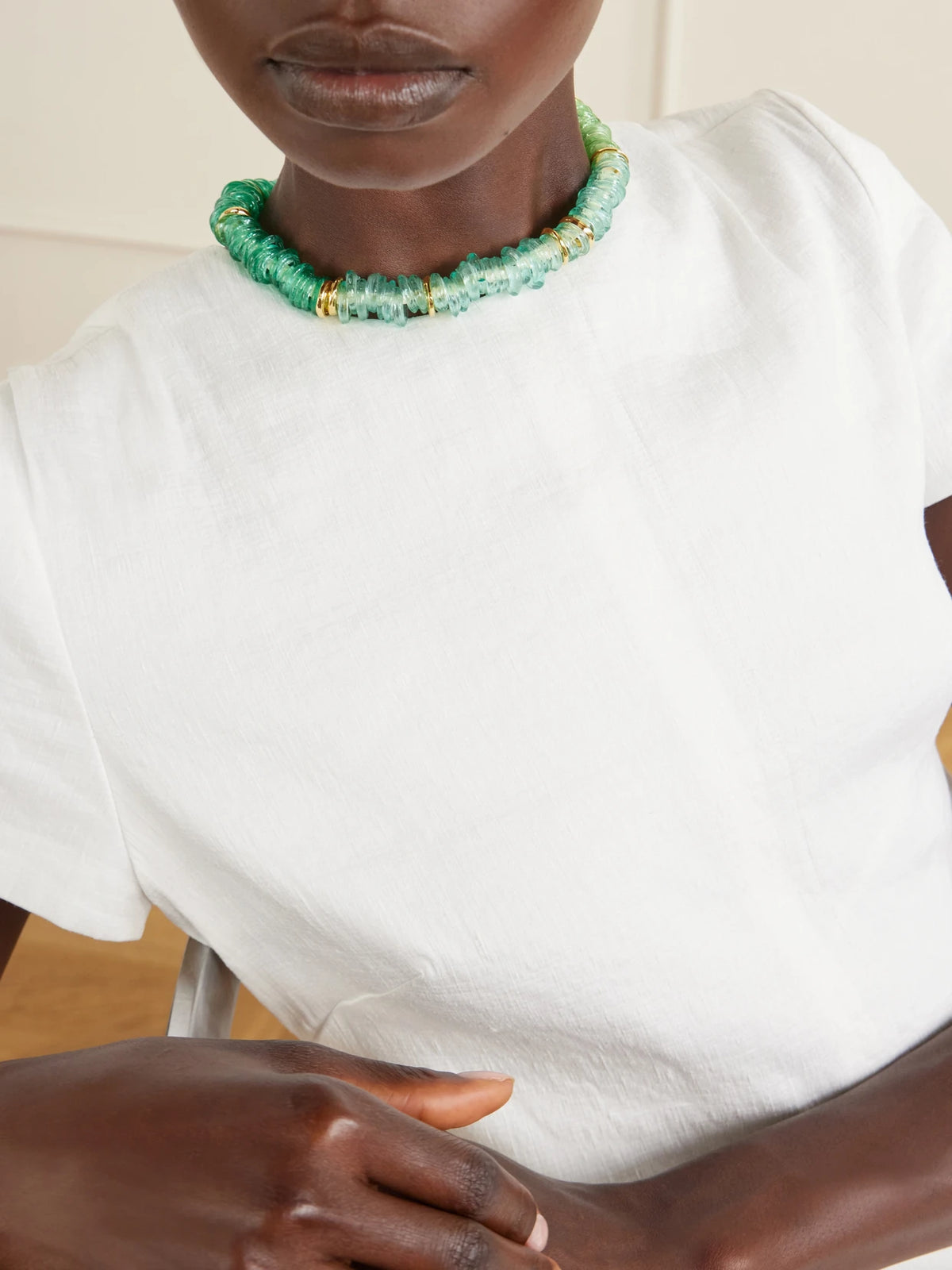 Image of Necklaces. Product name - Lita Gold-plated Quartz And Pearl Beaded Necklace in Multi colour by brand - Lizzie Fortunato
