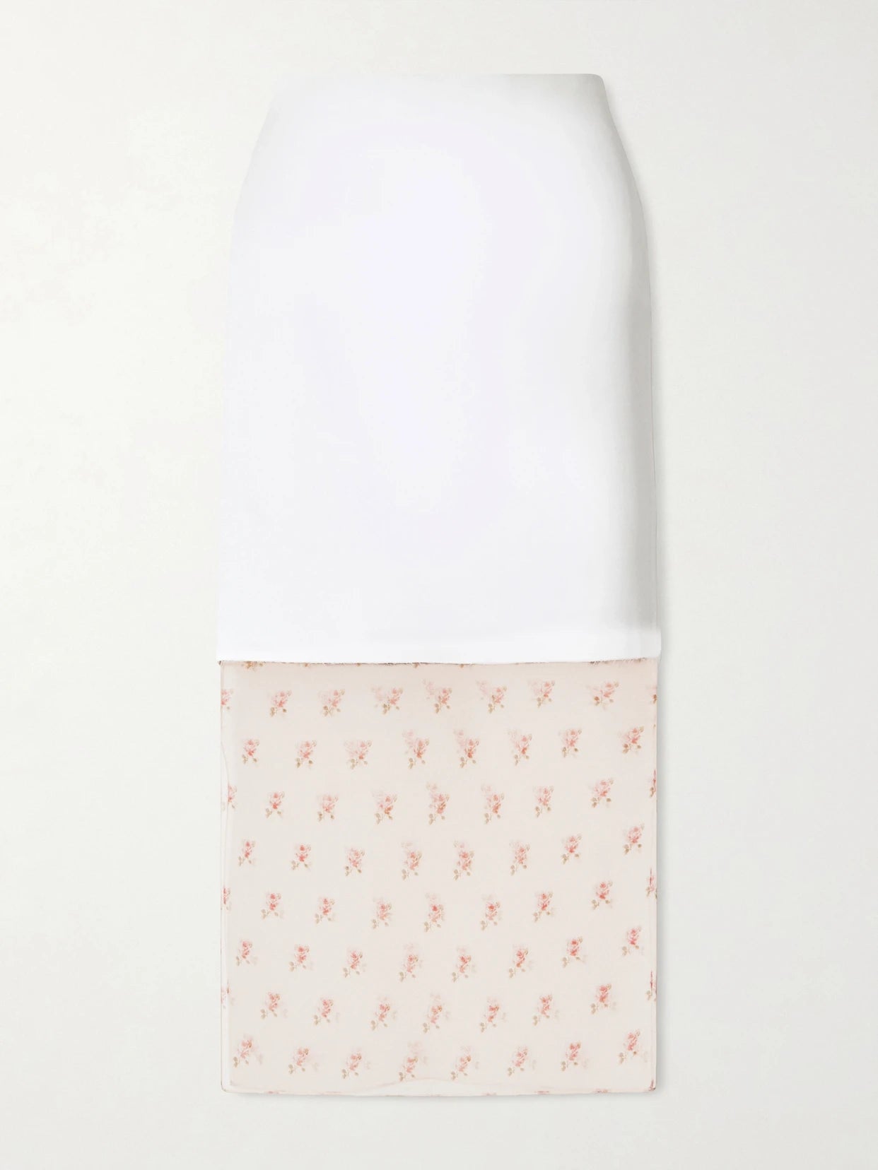 Sybil Layered Frayed Satin-crepe And Floral-print Organza Midi Skirt