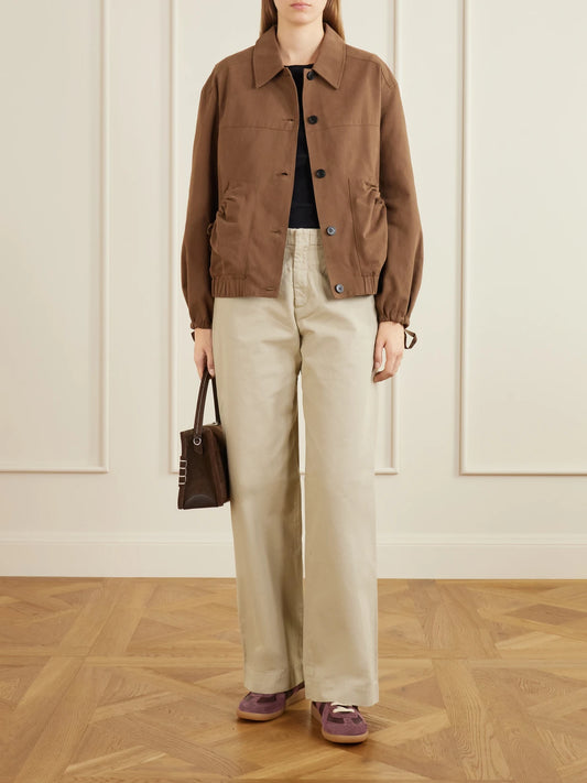 Image of Coats & Jackets. Product name - Organic-cotton Jacket in Brown colour by brand - Deiji Studios