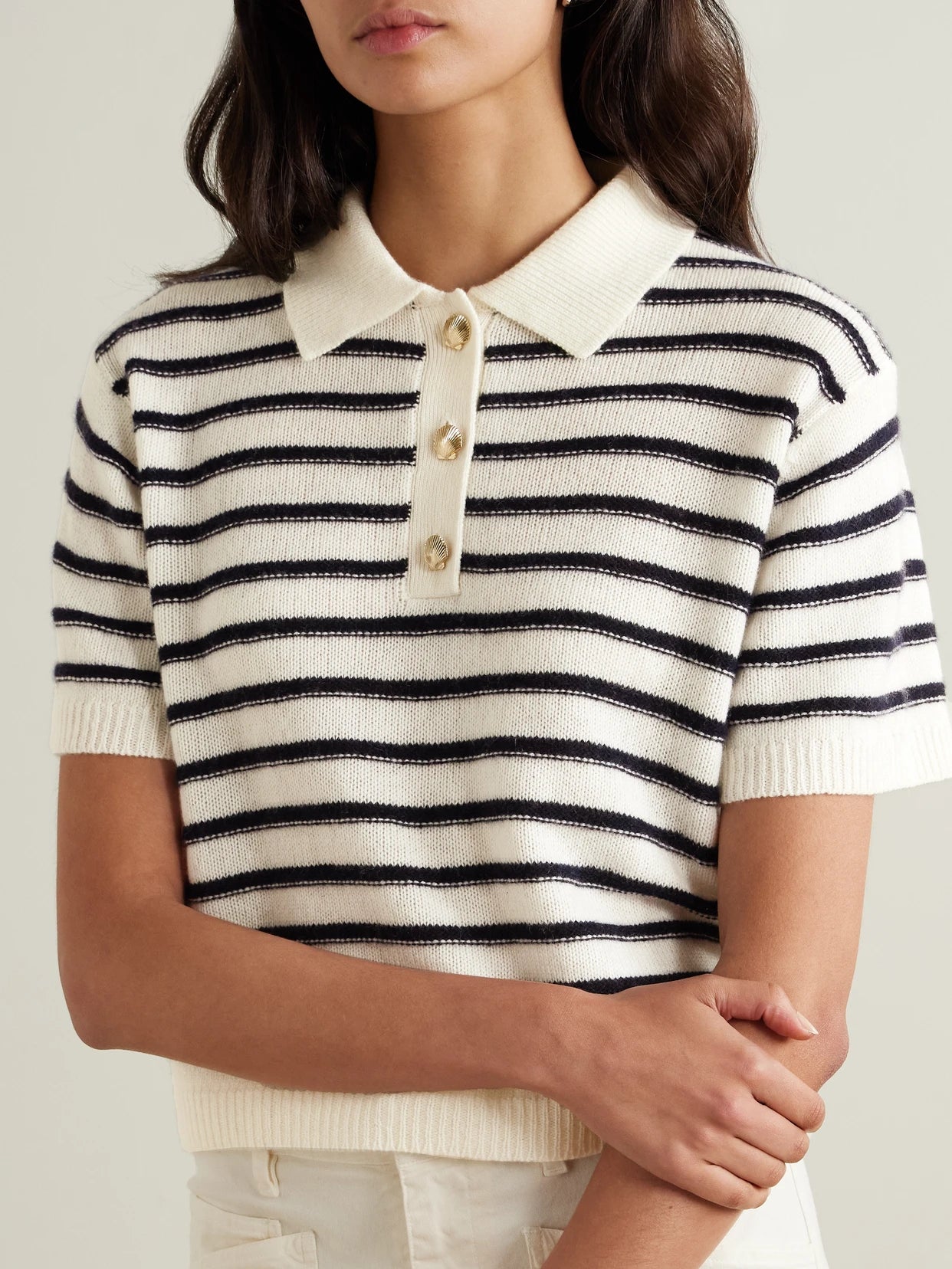 Striped Wool And Cashmere-blend Polo Sweater