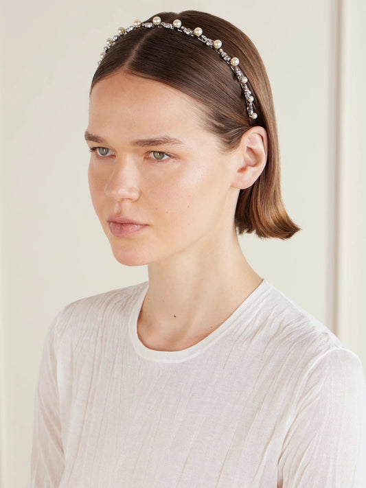 Image of Accessories. Product name - Kamila Headband in Silver colour by brand - Jennifer Behr