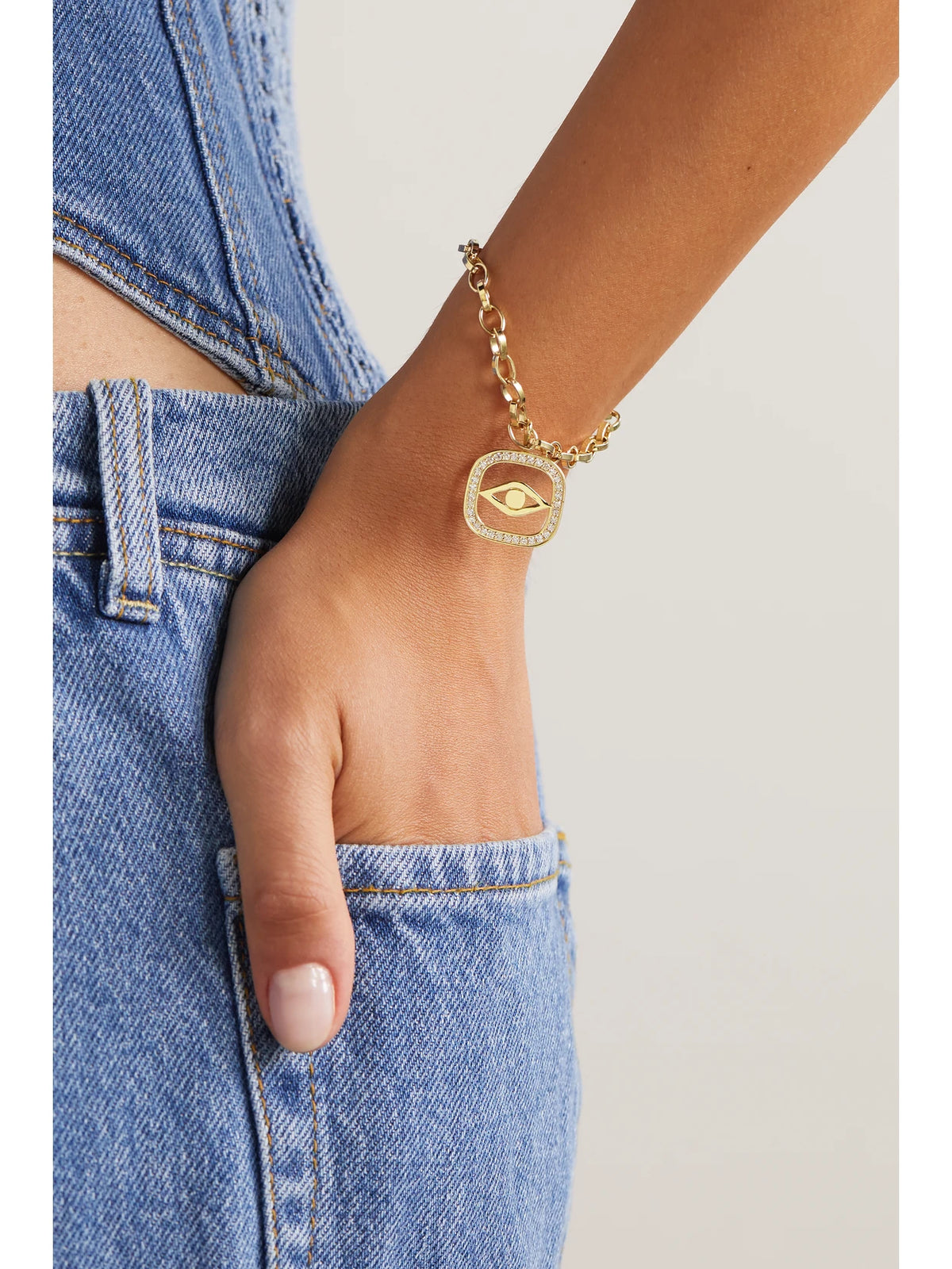 Image of Bracelets. Product name - 14-karat Gold Diamond Bracelet in Multi colour by brand - Sydney Evan