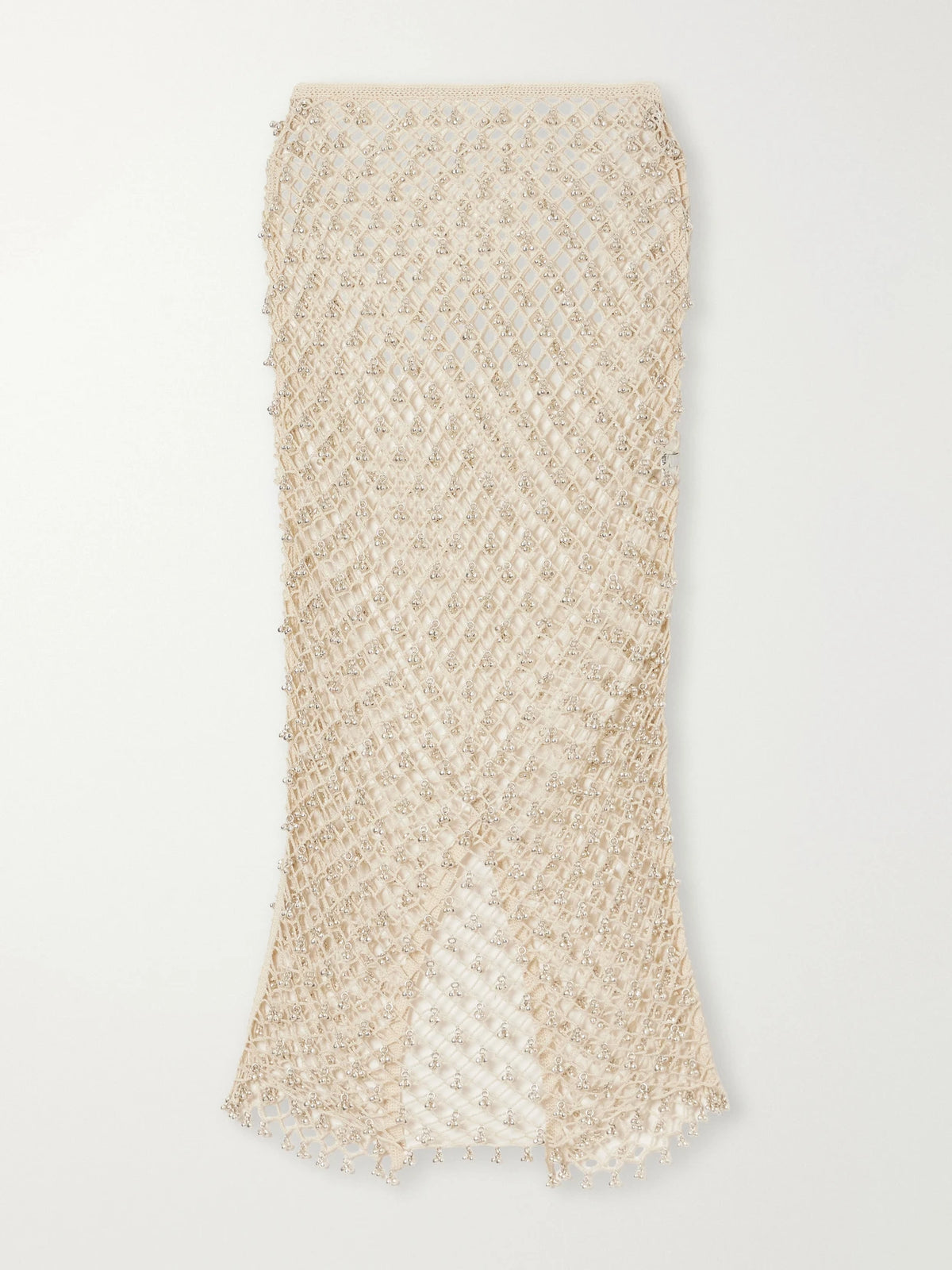 Yoshita 1967 Jhanjar Embellished Cotton Crochet-knit Midi Skirt