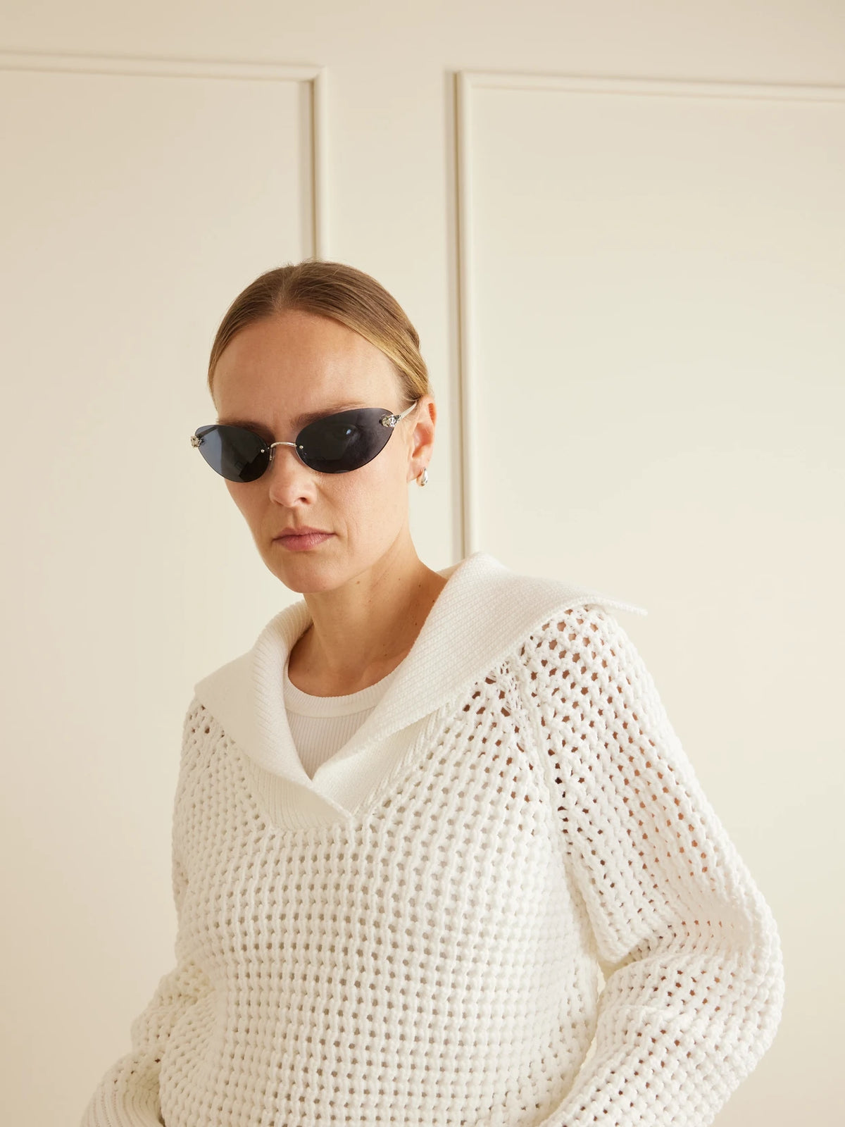 Image of Sunglasses. Product name - Panthère De Cartier Rimless Cat-eye Silver-tone Sunglasses in Multi colour by brand - Cartier Eyewear