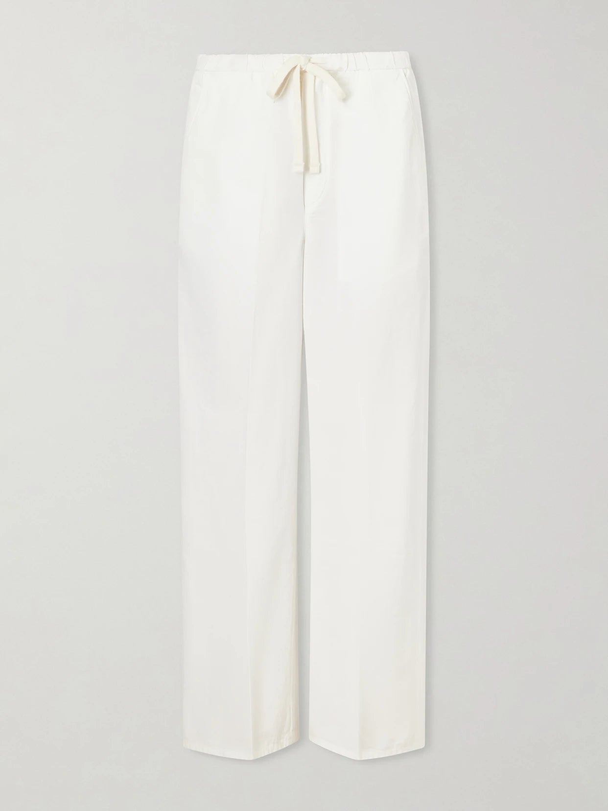 Image of a model wearing Pants. Product name - Aurora Cotton And Linen-blend Wide-leg Pants in White colour by brand - Citizens of Humanity