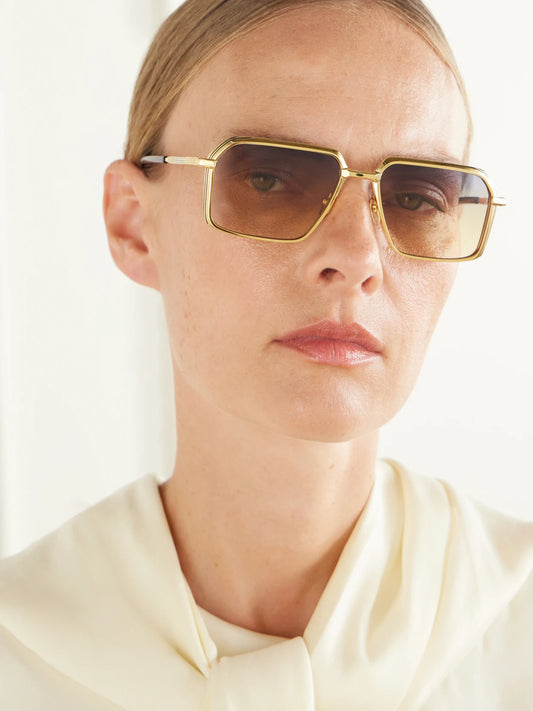 Image of Sunglasses. Product name - Vasco Gold-tone Aviator-style Sunglasses in Multi colour by brand - Jacques Marie Mage