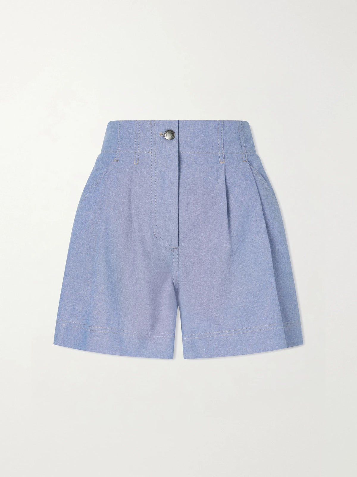Pleated Cotton-chambray Shorts