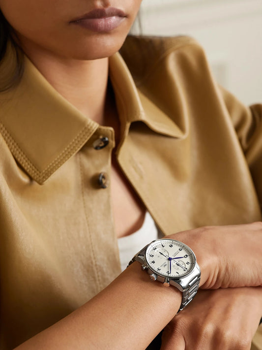 Image of Watches. Product name - Portugieser Automatic Chronograph 41mm Stainless Steel Watch in Silver colour by brand - IWC SCHAFFHAUSEN