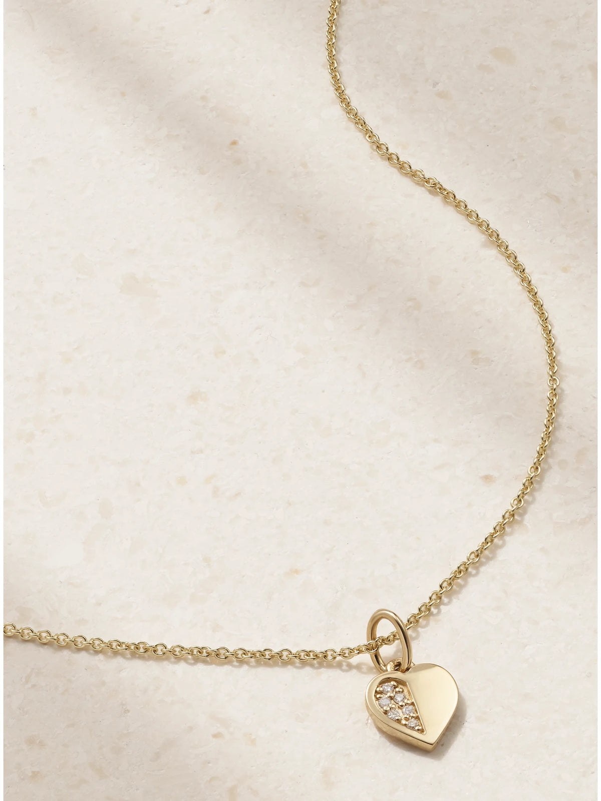 Half Heart 14-karat Gold Diamond Necklace