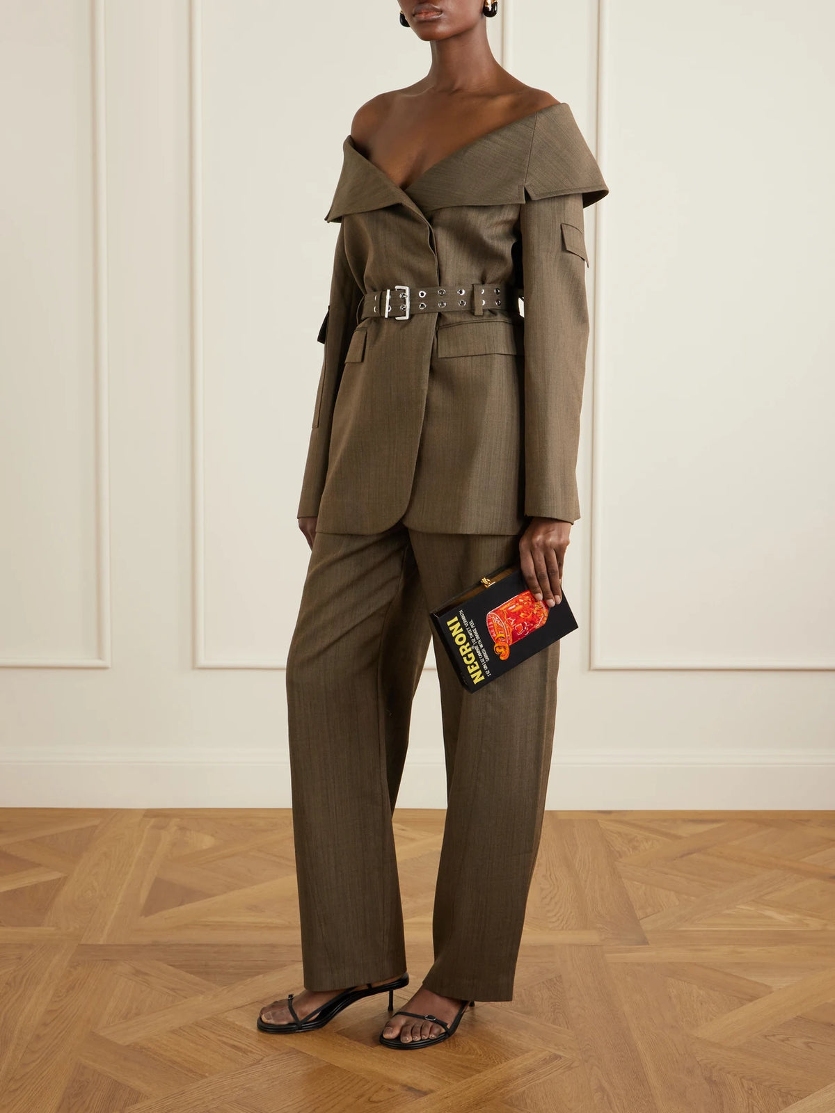 Negroni Appliquéd Embroidered Canvas Clutch