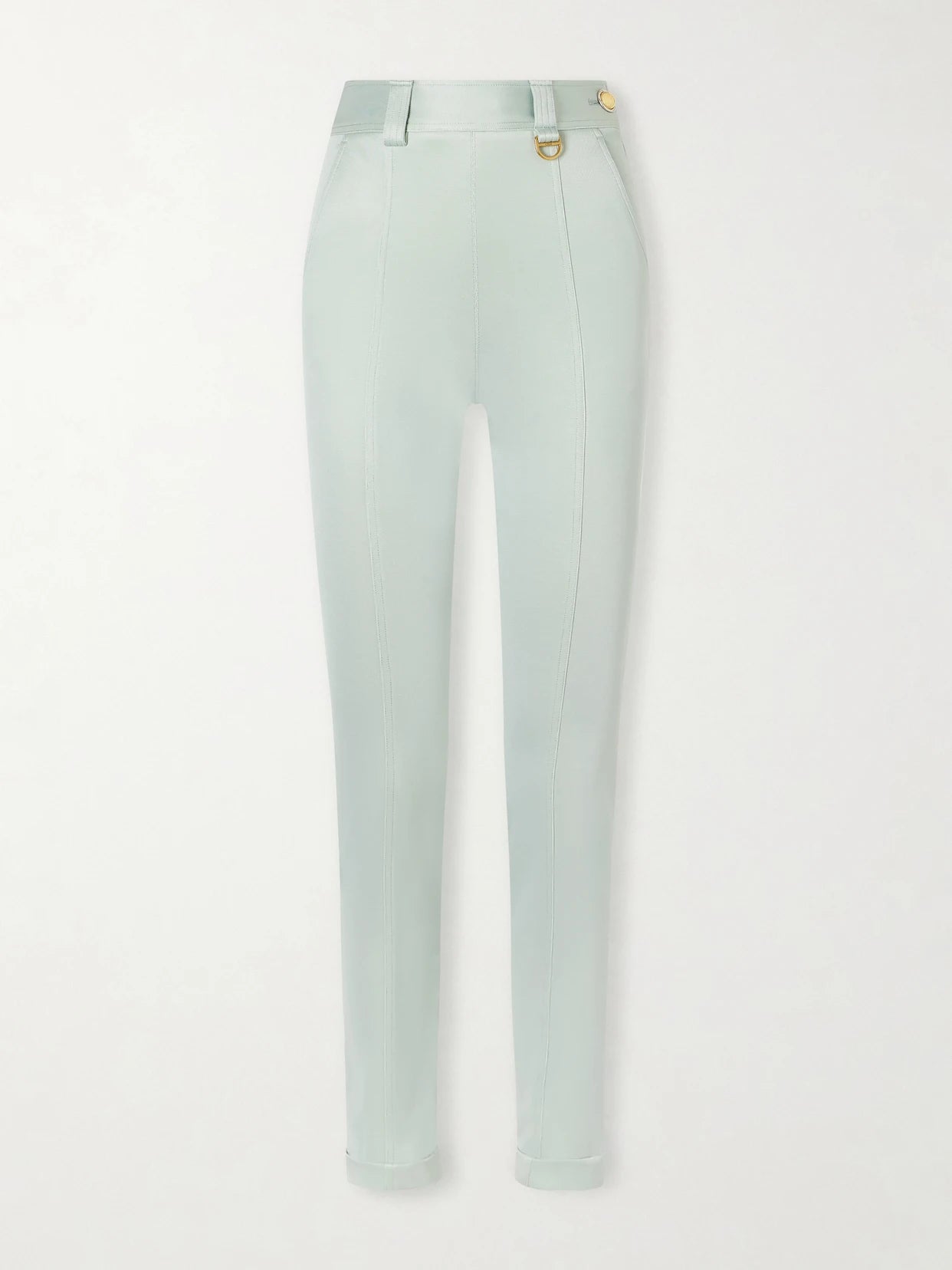 Cropped Satin-trimmed Stretch-jersey Leggings