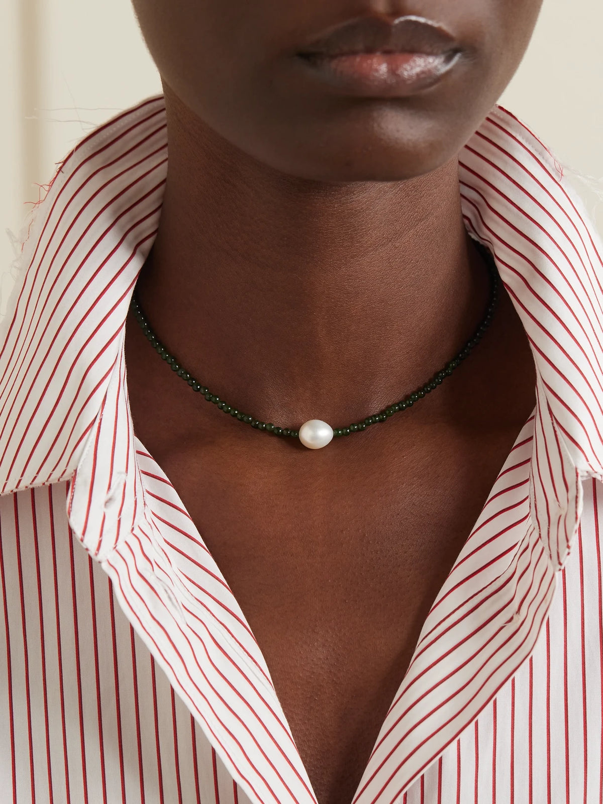 Image of Jewelry. Product name - Mermaid Jade And Pearl Necklace in Green colour by brand - Sophie Buhai