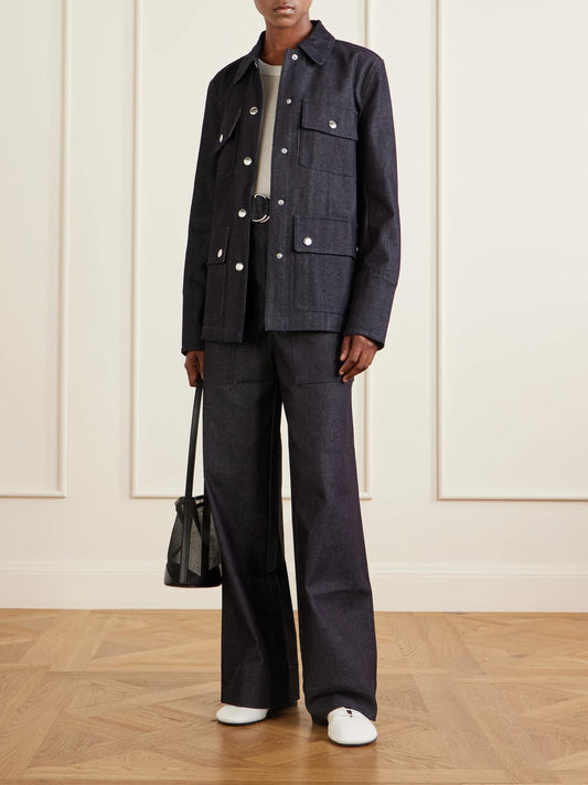 Lina Belted Stretch-cotton Twill Wide-leg Pants
