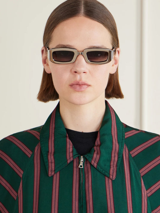 Image of Sunglasses. Product name - Ryder Rectangular-frame Titanium Sunglasses in Silver colour by brand - Jacques Marie Mage