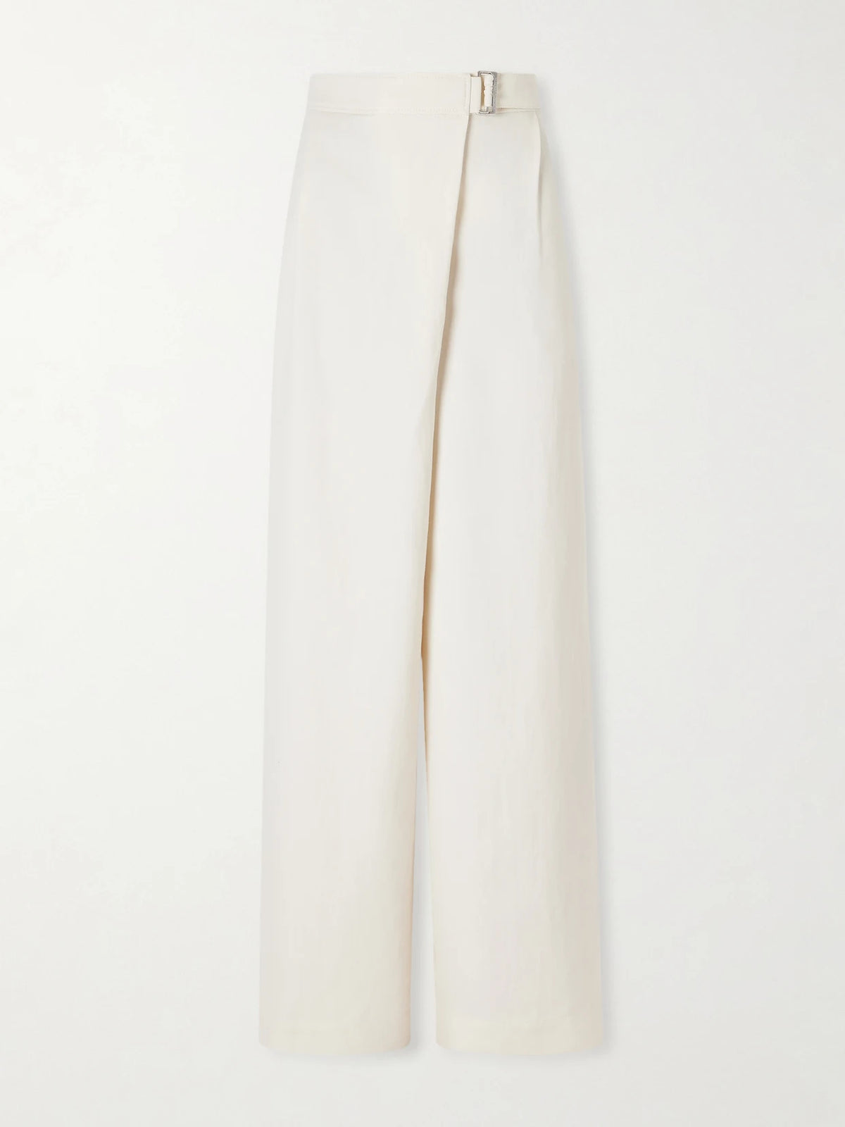 Belted Pleated Twill Wide-leg Pants