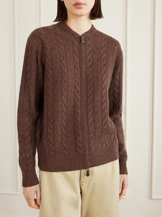 Cedar Cable-knit Cashmere Cardigan