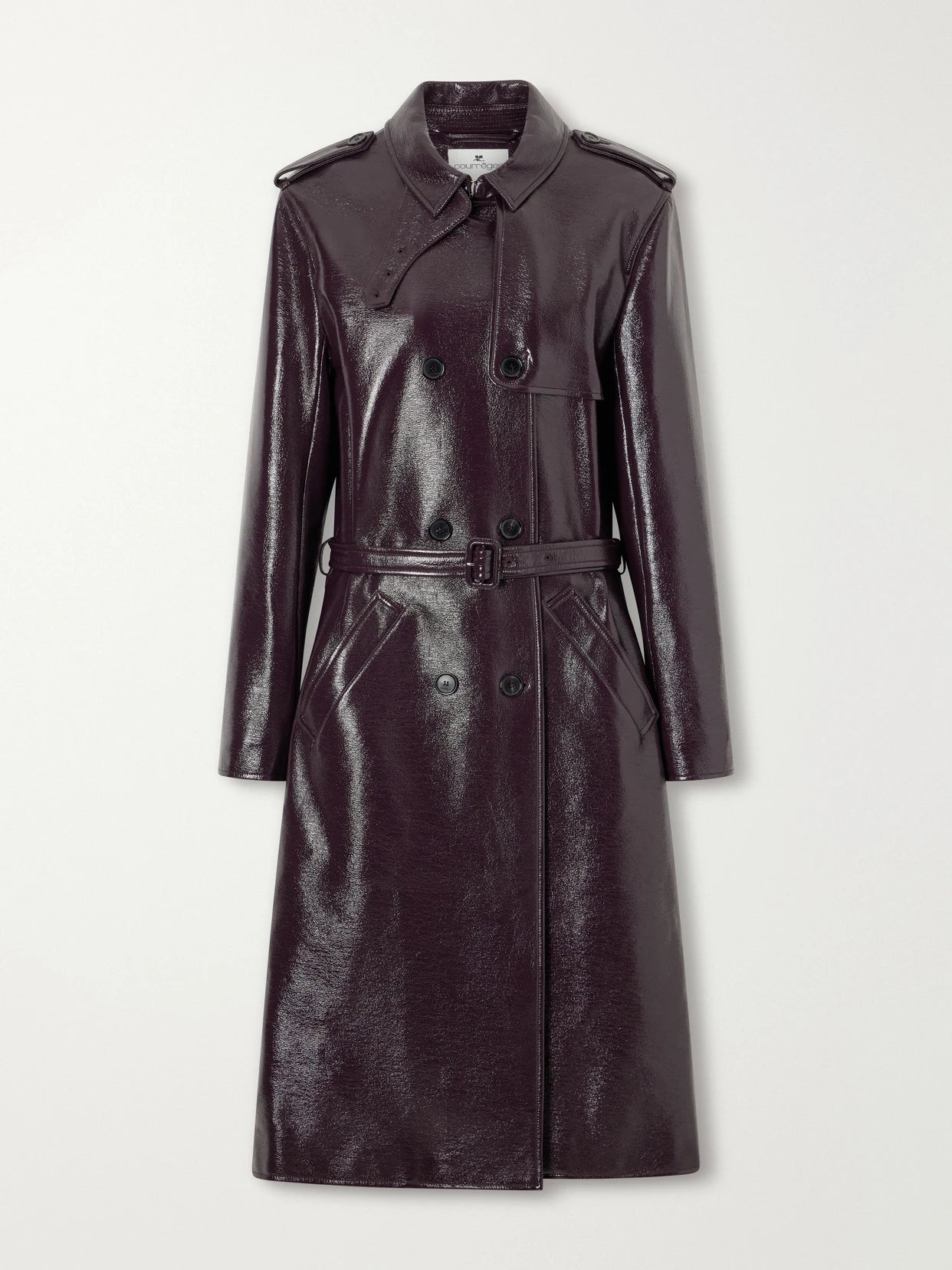 Belted Cotton-blend Vinyl Trench Coat