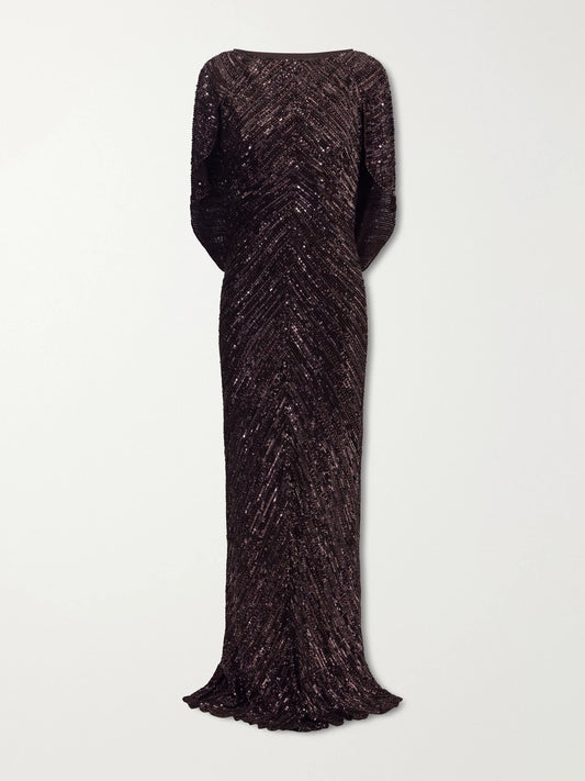Jenny Packham Sakari Cape-effect Embellished Tulle Gown
