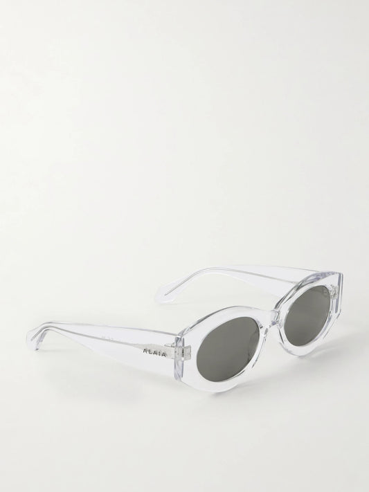 Lettering Round-frame Acetate Sunglasses