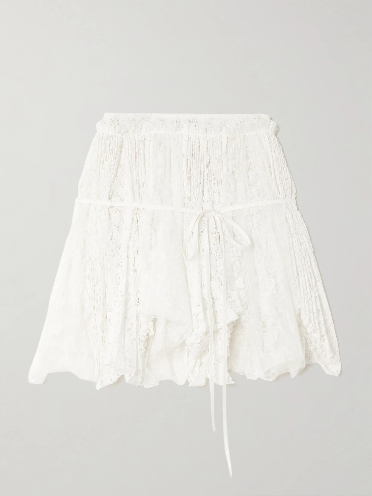 Asymmetric Tie-detailed Lace Mini Skirt