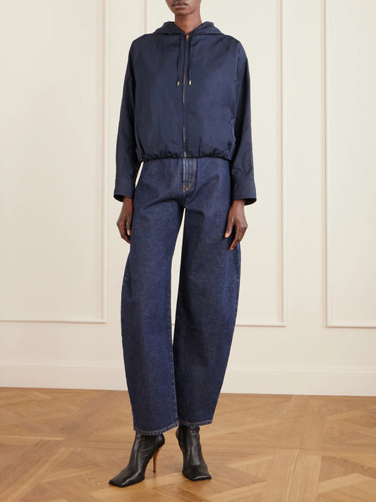 Image of Coats & Jackets. Product name - Hooded Shell Jacket in Navy colour by brand - Alaïa