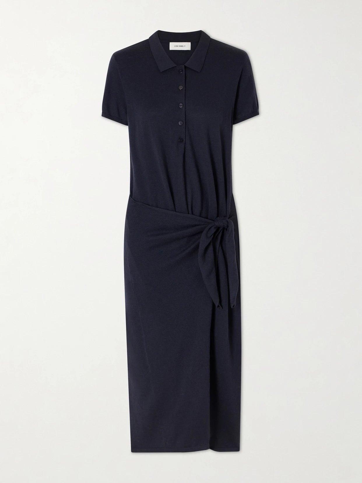 Anthea Tie-detailed Cotton And Cashmere-blend Midi Dress
