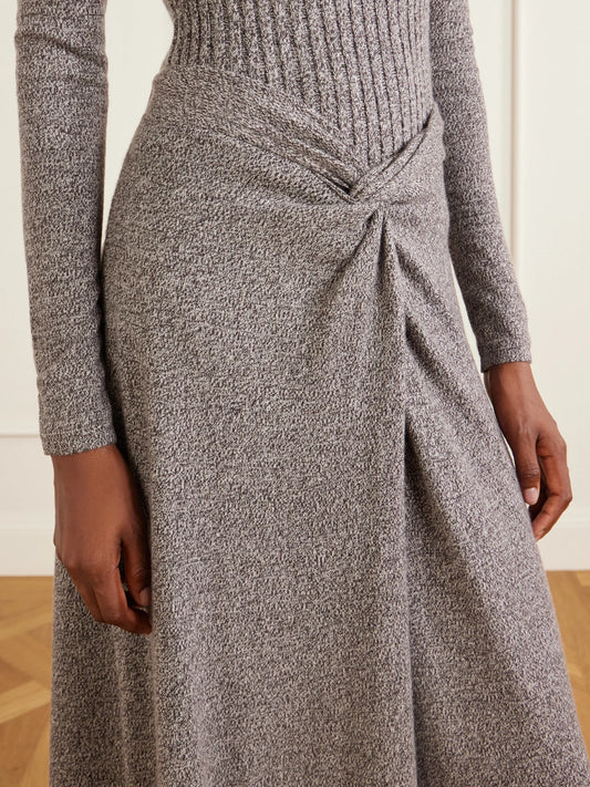 Knotted Marl Knitted Cashmere Midi Skirt