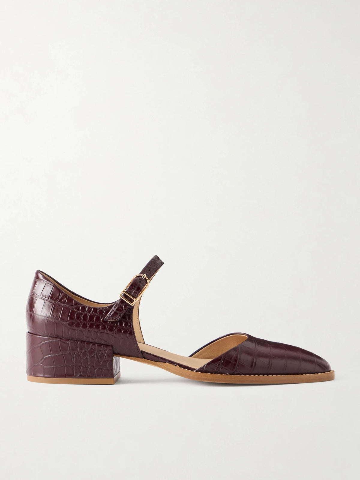 Riley Croc-effect Leather Mary Jane Flats