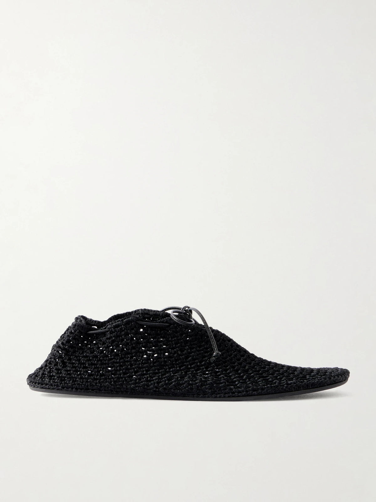 Hand Crochet Ballerina Leather-trimmed Flats