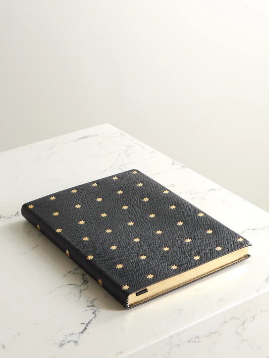 Smythson Stars Soho Panama Debossed Metallic Textured-leather Notebook