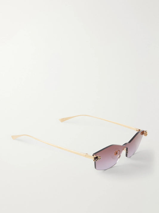 Eyewear Panthère De Cartier Rimless Gold-tone Metal Sunglasses