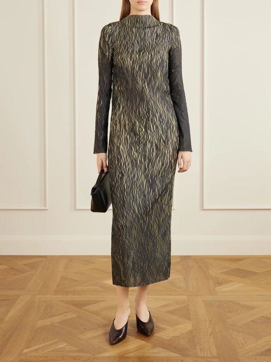 Image of Dresses. Product name - Leighton Plissé Midi Dress in Green colour by brand - LIBEROWE
