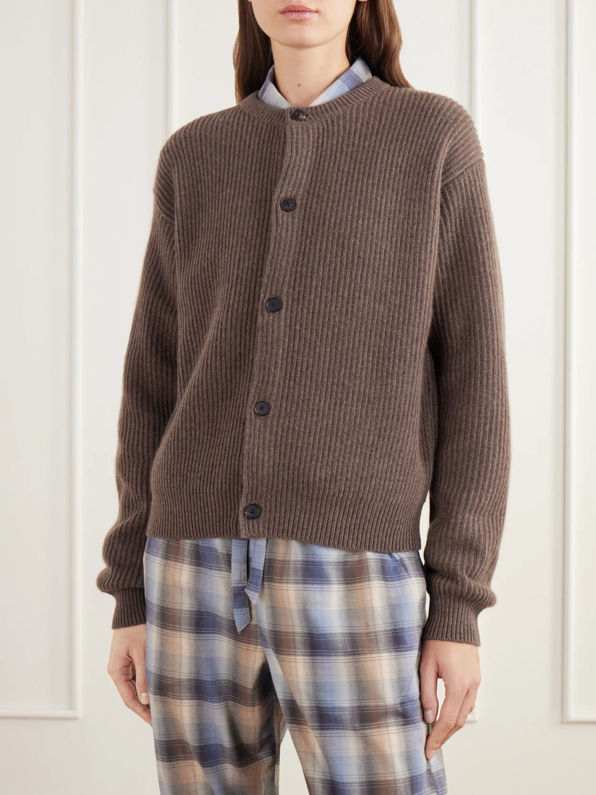 Auralee + Tekla Ribbed Wool And Cashmere-blend Cardigan