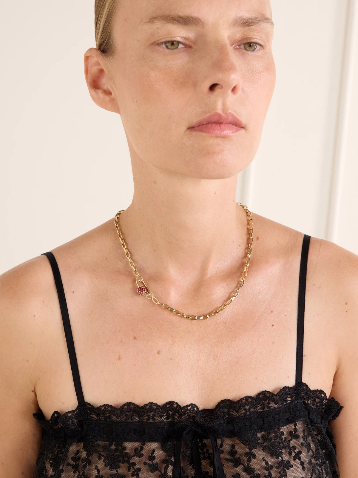 Image of Necklaces. Product name - Biker 14-karat Gold Chain Necklace in Multi colour by brand - Marla Aaron