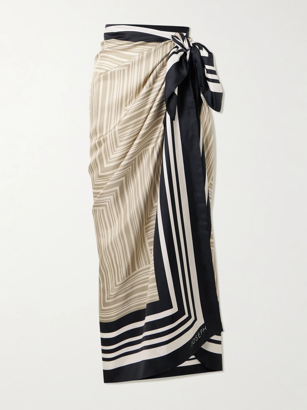 Image of Swimwear. Product name - Nixie Striped Silk Satin-twill Pareo in Cream colour by brand - Joseph