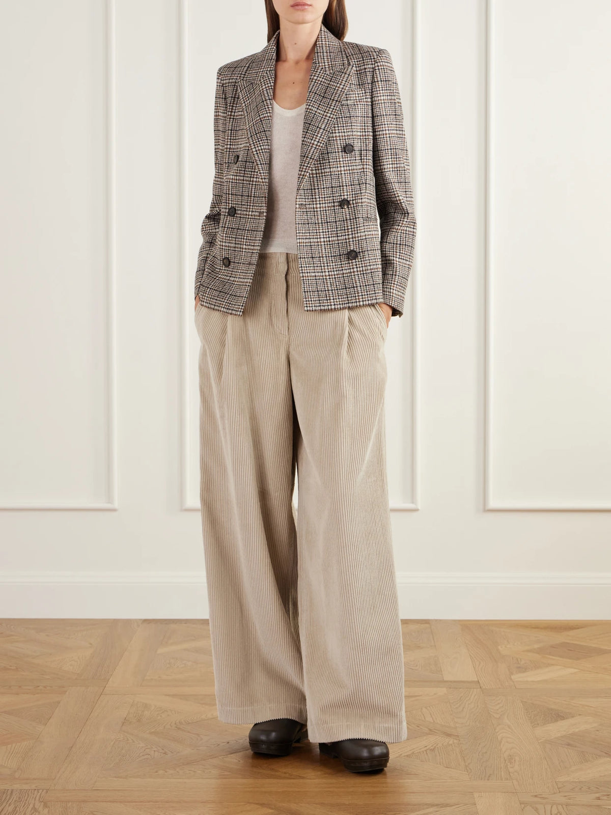 Image of Flats. Product name - Monili-embellished Shearling-trimmed Leather Clogs in Dark brown colour by brand - Brunello Cucinelli
